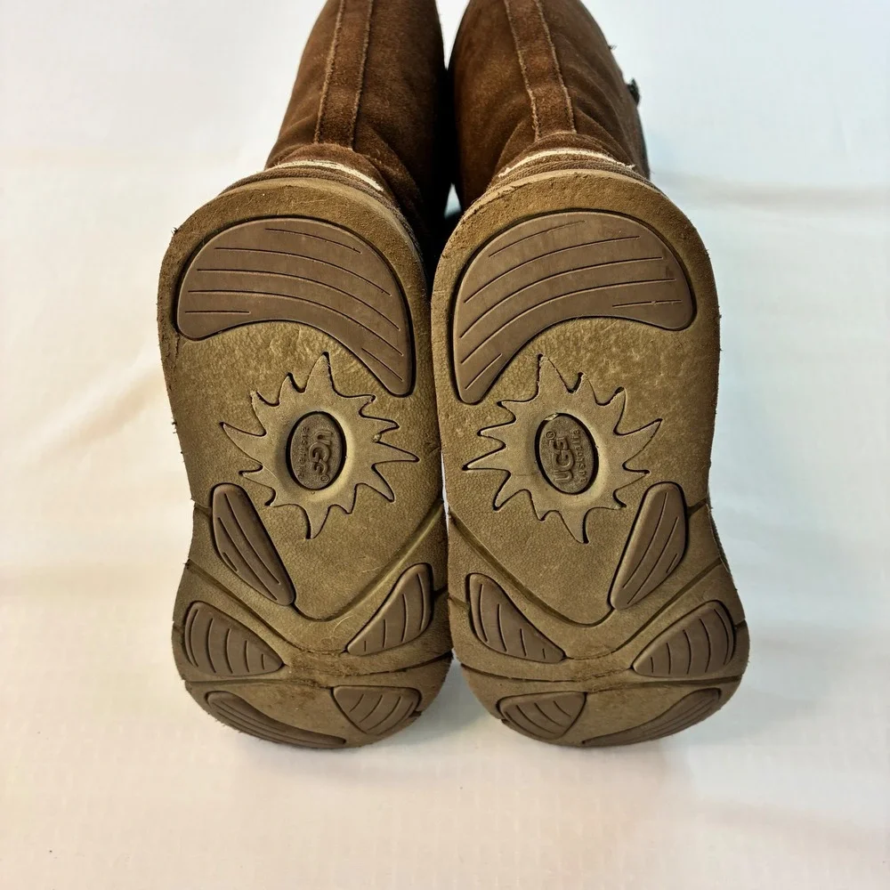 UGG Australia Sunset Tall Brown Suede Sheepskin Boots 5235 Womens Size 5
